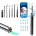 AVM NE3 Ear Wax Removal Kit 3.6mm 1296p HD Wireless Pocket LED Camera with App Control IPX7 Waterproof Ear Endoscope with 8 Ear Cleaner Kit for Kids Adults Pets Available for iOS&Android.(Black)