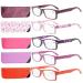 Eyekepper 5 Pieces Spring Hinges Patterned Rectangular Reading Glasses Cover Computer Readers Women +2.25