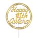 Personalised Acrylic Birthday Cake Topper by KreateSquare - Customised With Any Name Any Age Custom Colour Birthday Cake Decoration (Gold)