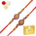 Ghasitaram Gifts Rakhi for Brother Rakhis Online - Set of 2 BW-5410 and BW-5414 Om Ganesh Divine Rakhis with 200 GMS of Soan Papdi