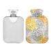 Hot Water Bottle 2L with Lid Orange and Gray Flower Chrysanthemums Flowers Hot Water Bag for Pain Relief Hand Feet Warmer Winter