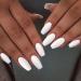 Twinklede Medium Coffin Press on Nails White Matte Ballerina Fake Nails Full Cover Acrylic False Nails for Women and Girls (24 PCS) (A White)