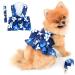 Paidful dog harness dress for small dogs cats girls colorful flower tutu rock mesh breathable pet clothing with leash 1.6 m Mini puppy chihuahua yorkie clothing spring blue L: back length: 30cm/11.5 " bust: 42cm/16.5" Blue blue