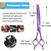7 Inch Downward Curved Dog Grooming Scissors Thinning Shears - Professional Safety Blunt Tip Trimming Shearing for Dogs Cats - Japanese Stainless Steel - Purple Yellow - Buy Online on GoSupps.com