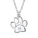 Initialee Alphabet A-Z Dainty Dog Cat Pet Kitten Puppy Paw Print Pendant Necklace Animal Jewelry For Women Teen Polished Rose Yellow Gold Plated .925 Sterling Silver Customizable Silver H