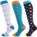 Jefshon Compression Stockings for Men & Women - Ideal for Sports Running Travel Pregnancy Nursing & Medical - L-XL Large Sizes - 3 Pairs - Buy Online on GoSupps.com