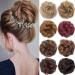 Real Fashion Hair Bun Extensions Messy Curly Hair Scrunchies Hairpieces Donut Updo Chignon Hair Piece for Women Girls Light Auburn to 26# Blonde
