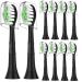 Replacement Toothbrush Heads for Philips Sonicare Compatible with DiamondClean W W3 6100 Hx6064 9024 Black 10 Packs Electric Brush Head Black Green 1 Count (Pack of 10)