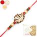Ghasitaram Gifts Rakhi for Brother Rakhis Online- The Beam of Om g7834 Rakhi with 400 GMS of Soan Papdi