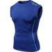 TSLA 1 or 3 Pack Men's Sleeveless Workout Shirts Dry Fit Running Compression Cutoff Shirts Athletic Training Tank Top Round Neck Top Blue X-Large