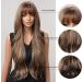 Kellynee Ombre Deep Chestnut & Light Brown Wig with Bangs - Long Layered Synthetic Hair for Women - Stylish for Daily Wear & Special Occasions - Buy Online on GoSupps.com