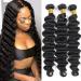 Loose Deep Wave Bundles 16 18 20 Inch Human Hair Bundles for Black Women 10A Grade Unprocessed Brazilian Hair Bundles Human Hair Extensions 16 18 20 Loose Deep Wave 3 Bundles
