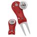 Clip Wipes Golf Divot Tool Custom Logo | Switchblade Style | (5) 1" Logo Ball Marker | Personalized Red