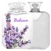 Naanle hot water bottle with cover Believe lavender flower transparent hot water bottle heat bottle for back pain relief hand feet warmer neck hot and cold therapy 2l