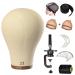 Wig Head Stand Mannequin Head 20"-24" Dome Cork Canvas Manican Block Head for Making Drying Styling Display Wigs with Stand 23 Inch (Pack of 1) Brown