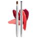 Rownyeon Travel Retractable Lip Brush Applicators Flat for Lipstick Gloss Creams Portable with Cap, Professional Makeup Brush for Women Girls As Christmas Gift and Halloween Makeup Tools Silver
