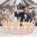Elegant Gold & Pink Crystal Crowns for Women | Vofler Baroque Vintage Tiara Hair Accessories for Brides Princesses & Costume Parties - Buy Online on GoSupps.com