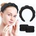 Sponge Spa Headband for Women  Spa Terry Towel Cloth Fabric Head Band with 2PCS Wrist Washband  Soft & Absorbent Material Hair Accessories for Face Washing Shower Skincare Makeup Removal Facial Mask (Black)