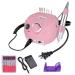 AW 30000RPM Electric Nail Drill Art File for Acrylic Nails Polish Remove Manicure Pedicure Pedal Buffer 6 Bits Beauty Salon Home Beginner Pink