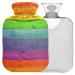 Naanle wood rainbow heat bottle with cover transparent hot water bottle 1l heat bottle for bed hand feet warmer pain relief heat and cold therapy