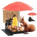 Giyiprpi Squirrel Feeder Metal Squirrel Feeder for Outdoor Use with Umbrella and Corn Stand Outdoor Hanging Squirrel Chipmunk Feeding Station (Black)