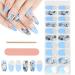 Kalolary 20PCS Nail Gel Polish Strips Full Wraps Nail Polish Stickers Cured Gel Nail Strips Self-Adhesive Gel Nail Wrap Stickers Decals with Nail File and Stick(UV/LED Lamp Required) NJTZ-19