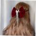 Angoily Tassel Hair Clip Big Bow Crystal Hair Clip French Barrette Hair Jewels for Women Goody Hair Clips for Women Tassel Hair Bow Crystal Bow Hair Clip Headgear Miss Red Bow Tie Velvet - Buy Online on GoSupps.com