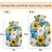 NAANLE 1L Hot Water Bottle with Cover - Watercolor Daisy Sunflower Design for Menstrual Cramps Pain Relief & Heat Therapy - Ideal for Hand & Foot Comfort - Buy Online on GoSupps.com