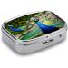 Beautiful Peacock Print Pill Box - 2 Compartment Portable Metal Organizer for Medicine | Stylish Pill Case for Pocket or Purse - Buy Online on GoSupps.com