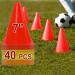 DUNCHATY 40 PCS 7 Inch Plastic Soccer Cones Sports Agility Training Drills Field Marker Practice Cones for Skating, Football, Basketball Small Traffic Cones 4 Colors 40Pack Sports Cones (4 Colors)