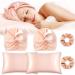 6 Pieces Silk Cap Silk Pillowcase Set Silk Sleeping Bonnet Silk Hair Wrap Silk Pillow Cases Silk Hair Scrunchies Silk Hair Ties Elastic Silk Ponytail Holders for Women Girls (Rose Gold Pink) Rose Gold Pink