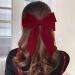 Kioiner 2 Pcs Large Bow Hair Clips Black Red Velvet Bows Barrettes French Bowknot Hair Clips Metal Hair Clips with Long Tail for Girls Women Ladies - Buy Online on GoSupps.com