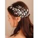 Deniferymakeup Flower Bridal Headband Pearl Hair Piece Leaf Wedding Hair Accessory for Women and Girls (Silver)