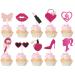 30Pcs Princess Hot Pink Cupcake Toppers and Pink Glitter Girls Cupcake Topper for Pink Girl Birthday Bridal Party Decorations Wedding Cake Decors 30pcs Pink Cupcake Toppers