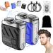 Beard Shaver Traveler Mini and Portable Suitcase Design Double-Ring Magnetic Cutter Men's Favorite Portable Mini Electrict Shaver PX7 Waterproof Razor Pocket Size USB Rechargeable (2PCS-E)