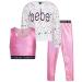 bebe Girls' Workout Set - 3 Piece Performance Fleece Sweatshirt, Leggings, and Sports Training Bralette Set (7-12) Pink Metallic 7-8