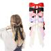 5PC Silky Satin Hair Bows Hair Clip Ribbon Ponytail Holder Accessories Black Bow Hair Clip Hair Bows for Women(Black/Red/Purple/Pink/White)