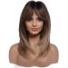 Buy Haircube Long Brown Wigs for Women - Layered Synthetic Hair Wig with Pony | Ombre Brown to Blonde with Dark Roots | 2-Part Set Golden Brown - Buy Online on GoSupps.com