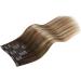 Moresoo 18 Balayage Brown Human Hair Clip in Extensions - Dark Brown to Light Brown with Golden Blonde Ombre | Remy Clip Ins 7Pcs/120g #4/10/16 - Buy Online on GoSupps.com