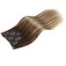 Moresoo Balayage Clip-In Hair Extensions - Real Remy Hair Ombre Dark Brown to Ash Blonde 7pcs/120g 40cm #4/10/16 - Buy Online on GoSupps.com