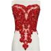Handmade red/Blue/Gold/Green Rhinestones lace Bodice Applique Sewing Beads Crystal Trim Patches Accessory for Dress Clothes (Red)