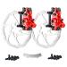 Farbetter Bike Disc Brake Kit, Including Front and Rear Caliper, 160mm Rotor, Mechanic Tool-Free Pad Adjuster for Mountain Bike, Road Bike, Fixed Gear Bike, MTB, BMX Red