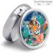 Round Tropical Tiger Print Pill Box - 3 Compartment Metal Organizer | Portable Decorative Medicine Case - Buy Online on GoSupps.com