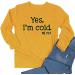 Yes I'm Cold 24/7 Women's Funny Letter Printed Long Sleeve Athletic Tee - Yellow (Size Small) - Buy Online on GoSupps.com