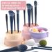 Buy 3 in 1 Silicone Makeup Brush Cleaner Mat & Bowl Drying Holder & Scrubber Tool for Easy Cleaning & Storage (Pink) | Fast International Shipping - Buy Online on GoSupps.com