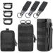 Mucher 3 Pack Molle Bag Tactical Hip Pocks EDC Utility Bellbag hip pocket with 3 hooks and key rings for outdoor hiking hunting camping training (black)