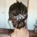 Bride Wedding Hair Comb Pearl Flower Hair Piece Bridal Crystal Leaf Hair Vine Comb Wedding Hair Accessories for Women Girls Bridemaid silver