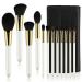 Makeup Brushes 12 Pcs Makeup Kit Foundation Powder Brush Eyeshadow Brush Concealers Blush Face Make up Brushes Set with Portable Travel PU Leather Storage Bag(White 12Pcs)