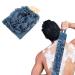 WLLHYF Exfoliating Back Scrubber for Shower  2 in 1 Natural Loofah Body Scrub Deep Clean Skin Bath Towel Shower Back Washer for Men Women Shower Bath (Navy Blue)