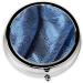 Gradient Blue Denim Mini Round Pill Box | 3 Compartment Travel Organizer | Portable Medicine Case for Home & Office - Buy Online on GoSupps.com
